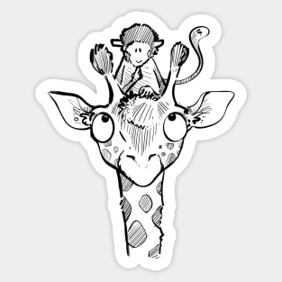 Monkey and giraffe Sticker